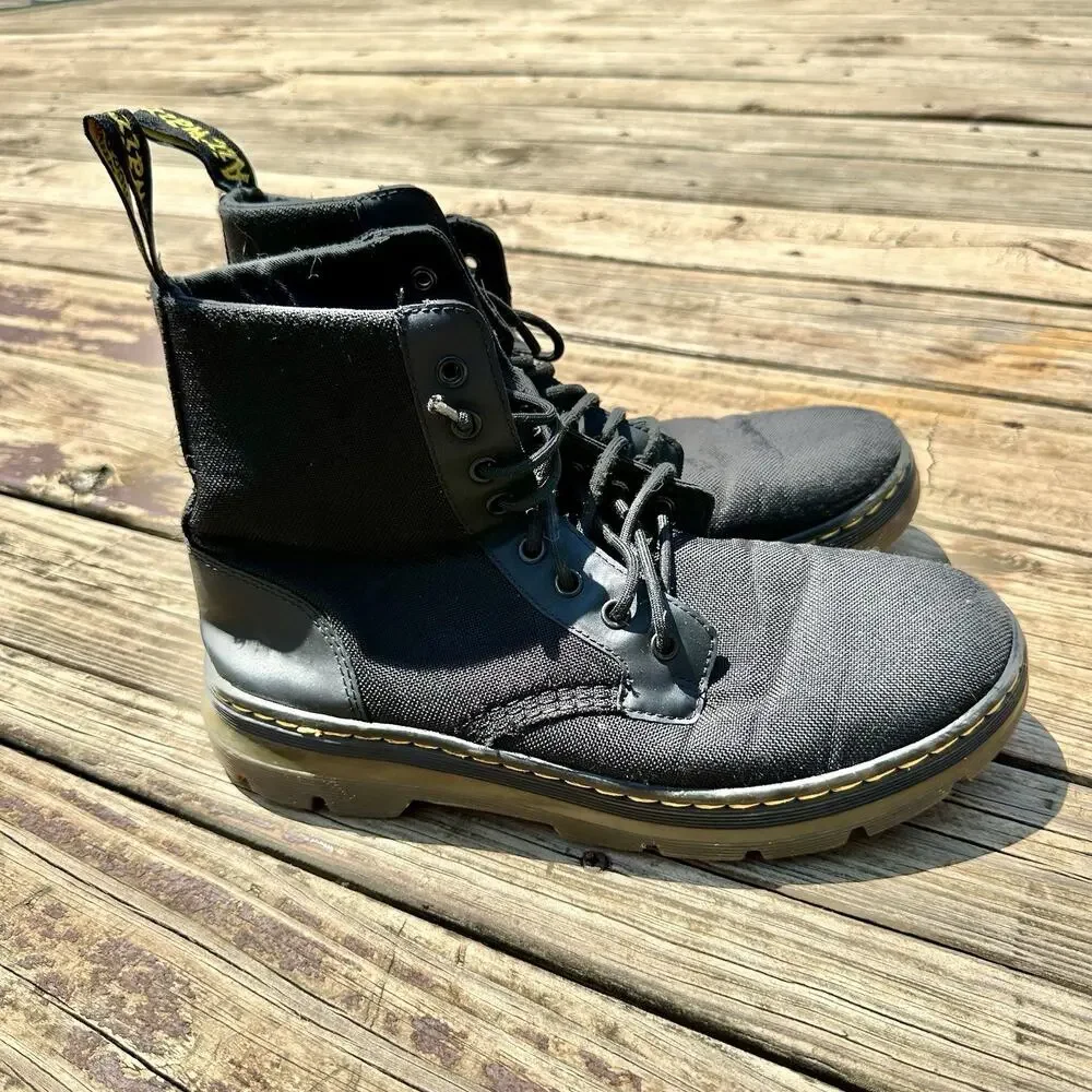 Dr. Martens Combs Mens Size 10 Black Classic Outdoor Lace Up Ankle Combat Boots